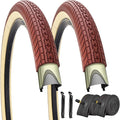 SIMEIQI 26x2.35 20x2.35 Inch Cruiser Beach Bike Tire Black White Wall or Brown Cream Wall Folding Replacement Bicycle Tire for Hybrid City Commuter Trail