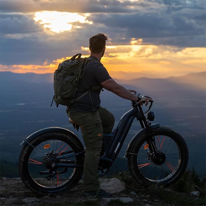 FREESKY 4000W Dual Motor Electric Bike for Adults, 48V 30AH Samsung Cells Battery 120Miles Range, 40MPH AWD Fast E-Bike, 26" Fat Tire Full Suspension Electric Mountain Bike, UL2849 Certified by TÜV
