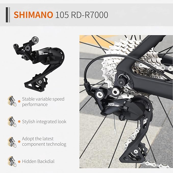 SAVADECK Carbon Road Bike, Windwar5 Carbon Fiber Frame 700C 25C Tire Racing Bicycle with Shimano 105 22 Speed Groupset Ultra-Light Bicycle for Men/Women