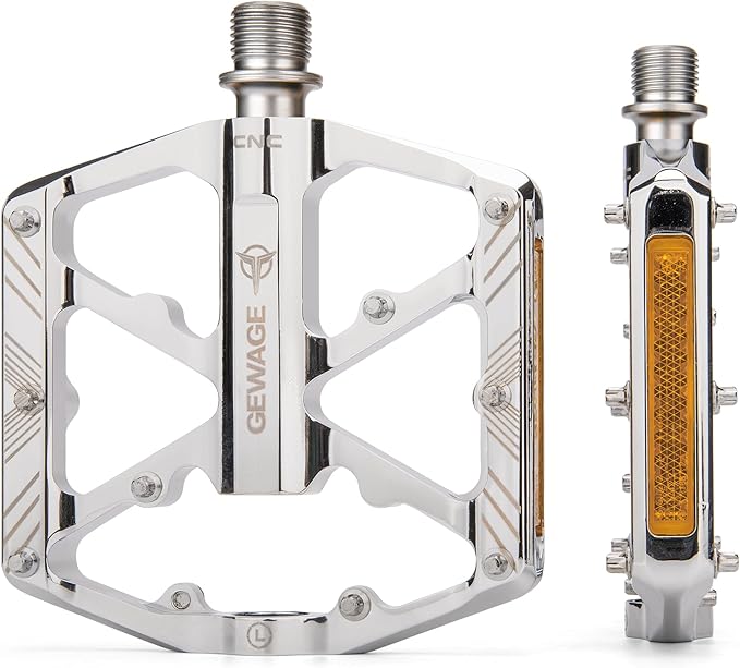Bike Pedals 9/16 Inch - Bicycle Pedals with Reflectors - 3 Sealed Bearings MTB Pedals Wide Platform Pedals for Mountain Bike, BMX, Road Bike Pedals