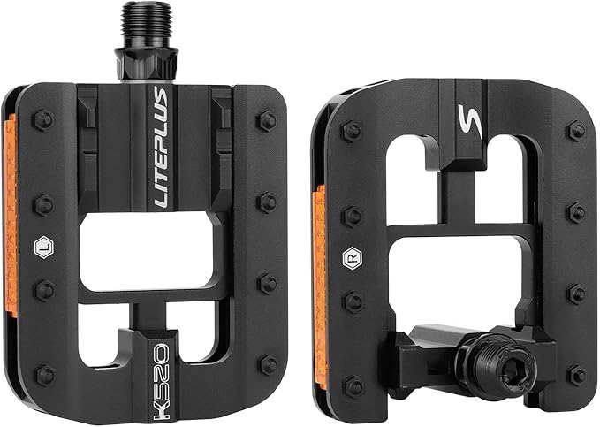 Mountain Bike Pedals- Aluminum Alloy Road Bike Pedals- Folding Mountain Bike Pedals- Anti- Skid Nails Bicycle Pedals- Universal Fit Fooker Pedals 9/16" Compatible