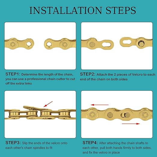 Gold 10 Speed Bike Chain, Bicycle Chain Bike Parts Chain Replacement for Road E-Bike Mountain Racing Cycling E-Bike MTB BMX (Gold 10 Speed)