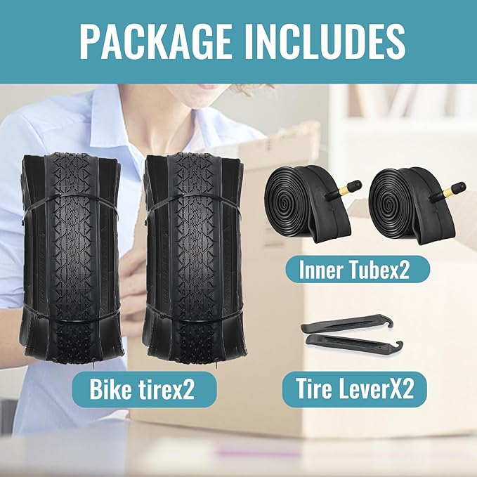 Hycline 26x2.125 Cruiser Bike Tires Set: 2-Pack 26-inch Premium Butyl Rubber High-Performance Folding Replacement Bicycle Tires for Beach Cruiser and Urban Commuting Bicycle