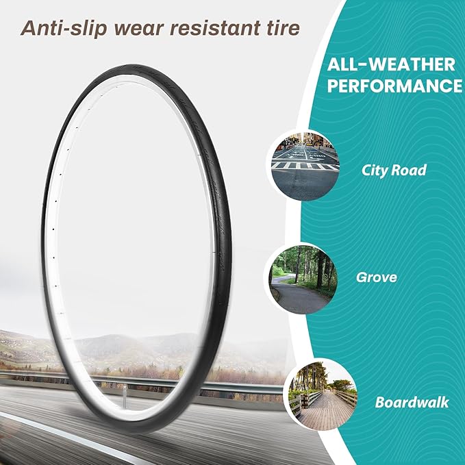 MOHEGIA Road Bike Replacement Tire: 700x25C/700x28C/700Cx35C Folding Bicycle Tire for On City Road Riding