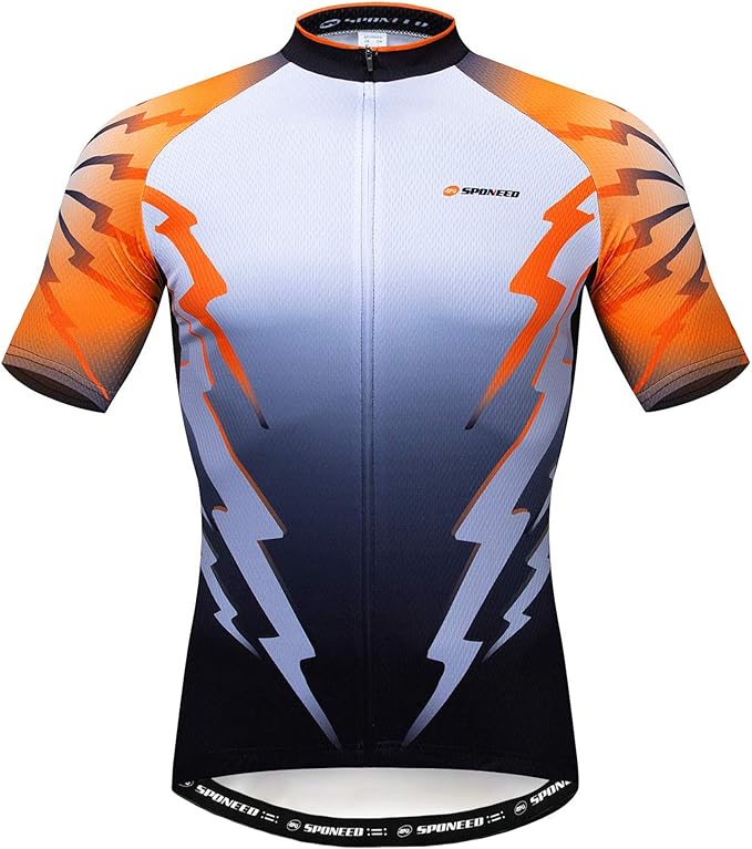 sponeed Men's Cycling Jerseys Tops Biking Shirts Short Sleeve Bike Clothing Full Zipper Bicycle Jacket with Pockets