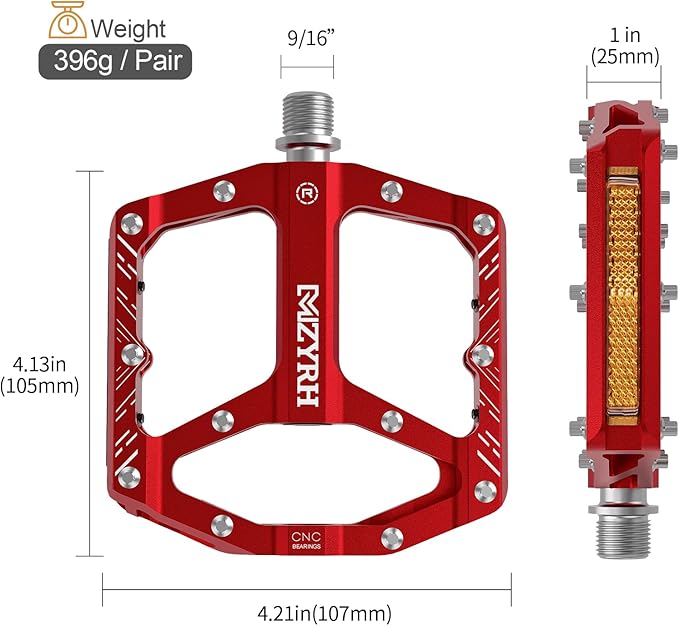MZYRH Mountain Bike Pedals MTB Pedals,9/16" Non-Slip Lightweight Aluminum Alloy Bicycle Pedals for Road Mountain BMX MTB