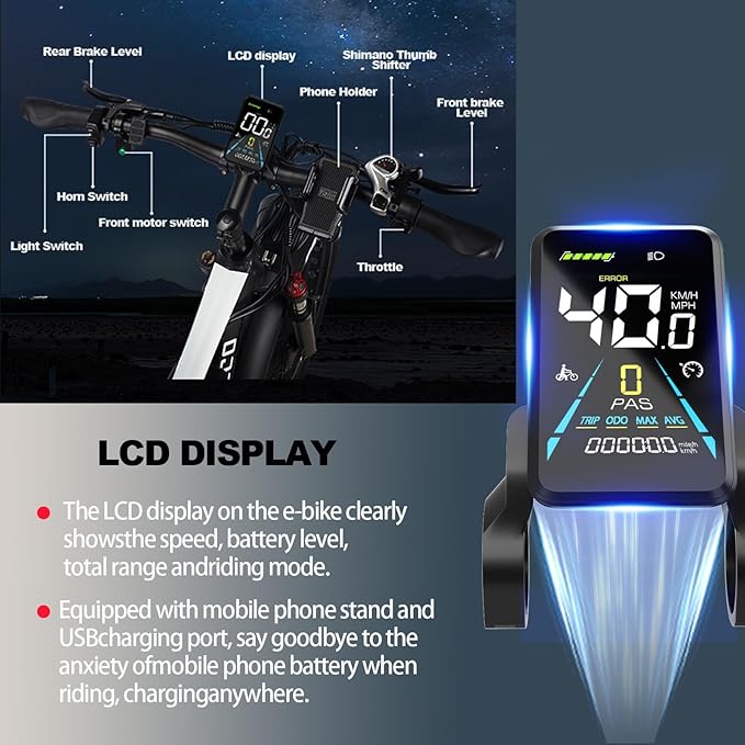 Electric Bike, Max 40-45MPH & 100 Miles, 5000W Peak Dual Motor Adult E-Bike, 52V 32Ah Battery Ebike, 24'' 26" Hydraulic Disc Brakes, Fat Tire All-Terrain Hunting Electric Bike, Full Suspension