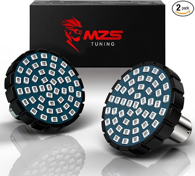 MZS 1156 Rear Motorcycle LED Turn Signals, Red Upgraded LED Beads 2" Bullet Style Single Contact Compatible For Most Family Motorcycles-Pack of 2