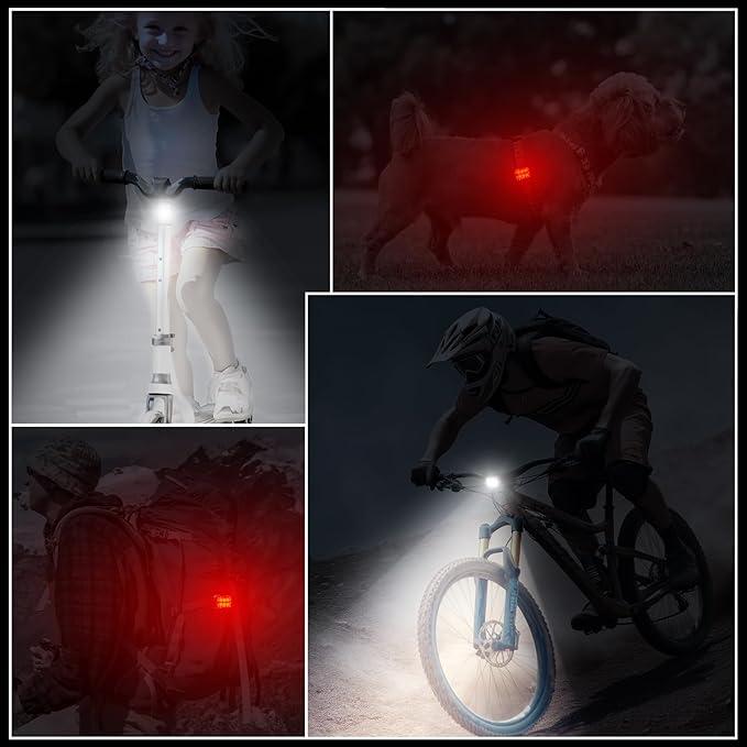 2 Pcs Bike Light,Bicycle Lights Front and Rear,USB Rechargeable Bike Light Set 6+12Modes,IPX4 Waterproof Bike Lights for Night Riding or Cycling,Taillights with Internal Spot and External Flood Light