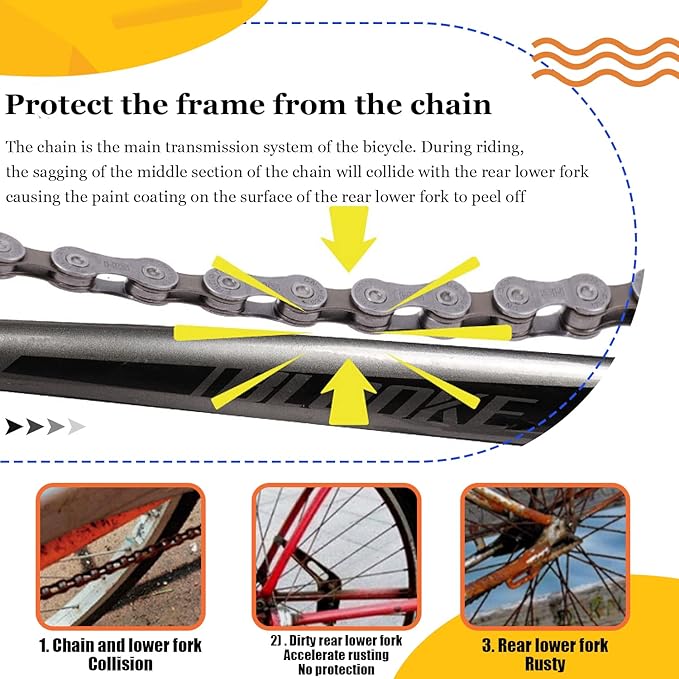 Chainstay Protector, Silicone MTB Bike Chain Guard Protector Bicycle Frame Protection Wrap for Mountain Bike Road Bicycle Frame