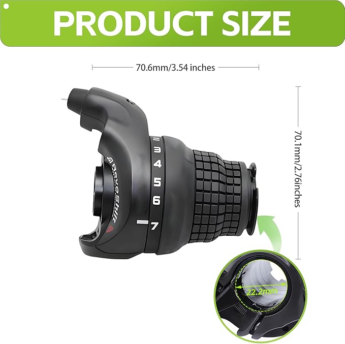 3x7 Speed Grip Shifter, Left 3 Speed Grip Shifter and Right 7 Speed Shifters Bicycle Gear Shifter 21 Speed for MTB City Commuter Youth & Kids Bikes (Black)