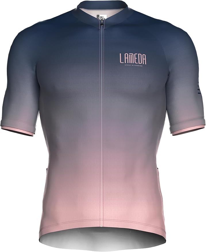 LAMEDA Mens Cycling Jersey Short Sleeve Biking Shirt with 3 Rear Pockets Moisture Wicking Breathable Quick Dry Bicycle Jersey