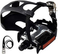 YBEKI Pro-Grade Spin Bike Pedals with Toe Clips & 4D Adjustable Straps - 9/16" Alloy Spindle for Mountain Road Bikes/Peloton/Schwinn/Sunny Bikes | 500lb Load Capacity + 12-Month Warranty