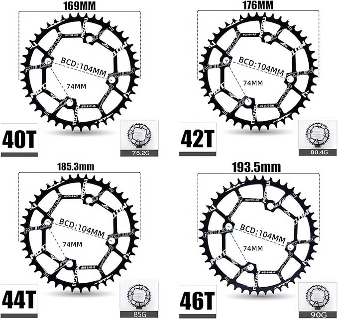 YBEKI Pro-Grade 104BCD Chainring (30-52T) CNC 7075-T6 Aluminum Narrow-Wide MTB/Road Round Oval Bike Chainwheel | Shimano/SRAM 8-11 Speed Compatible | 573MPa Strength(Black/Red/Blue)