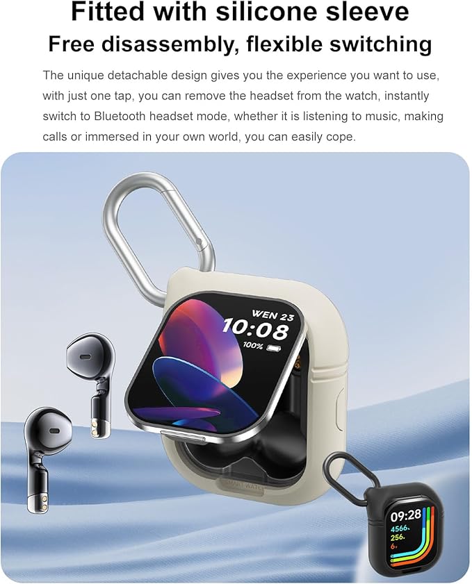 Smart Watch with Earbuds, 2.01" HD Screen 2 in 1 Smartwatch with Bluetooth Earbuds, 100+ Sport Fitness Tracker, NFC, Pedometer, Sleep/Heart Rate/Blood Pressure Monitor Compatible with iOS & Androd