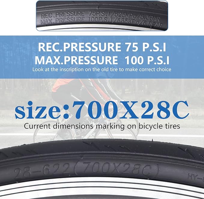2 Pack 700x23C/25C/28C/35C/38C Bike Tires Plus Bike Inner Tubes Presta Valve 48mm or Schrader Valve 48mm Foldable Replacement Tires for Road Bicycle