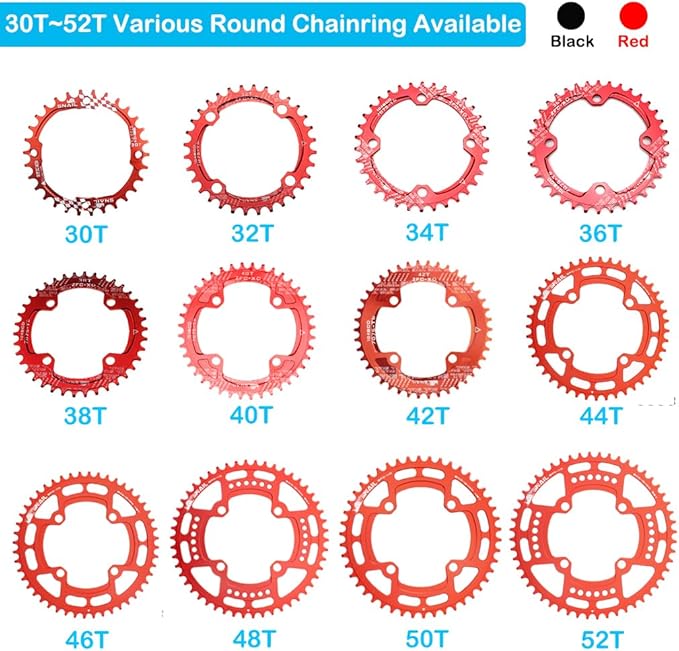 CYSKY 104 BCD Chainring 30T to 52T Narrow Wide Chainring with Sprocket Bolts for 1x Set-up Road Bike Mountain Bike BMX MTB Gravel Ebike