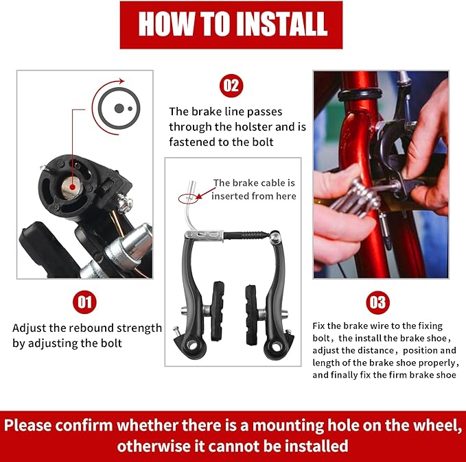 Complete Bike Brakes Set，Inner and Outer Callipers Cables Lever Kit ，Universal Bike Front and Rear MTB Brake with Multi-Tool Wrenches Black