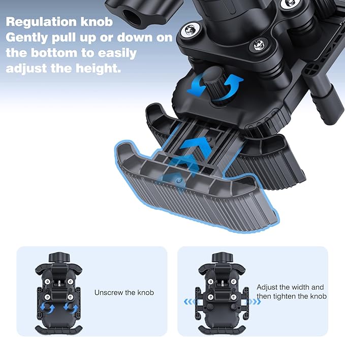 Motorcycle Phone Mount Holder - [Dual Vibration Dampener] [Upgrade Handlebar Clip] Motorcycle Cell Phone Holder, Bike Phone Mount (Black)