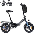 Bodywel Electric Bike for Adults, 14" Mini Foldable Ebike, 750W Peak Motor, 36V 10Ah Battery, 20 MPH, 18-25 Miles Range, City Commuter
