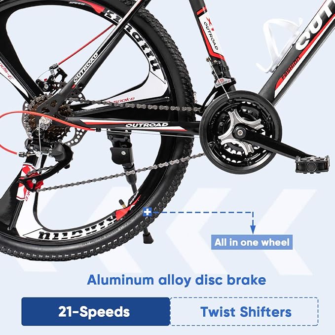 Betterland 26 Inch Mountain Bike, 7-Speed Adult Bike with Dual V Brakes, Outdoor Cycling Bike with High Carbon Steel Frame and Front Suspension, Adjustable Ergonomic Seat for Bicycle