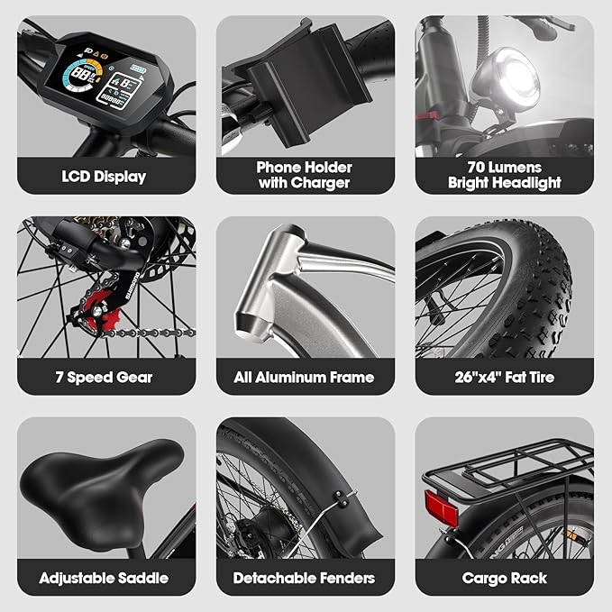 E Bikes for Adults Electric,51 MPH/48 MPH Fast Ebike Peak 5000W/3000W 32AH 52V 130 Miles Max, Dual Motor Electric Bike Fat Tire E Bike for Men, 26" Electric Bicycle for Snow Off-Road, Hydraulic Brakes
