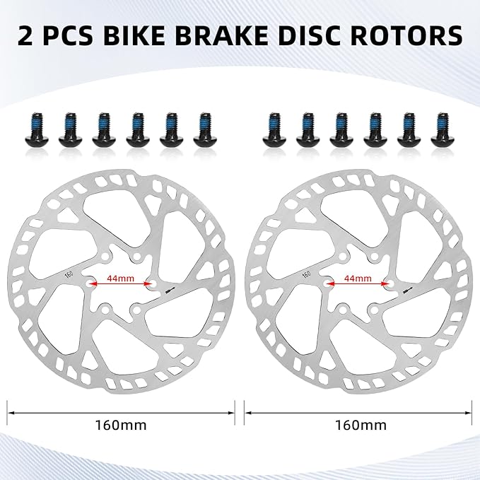 2-Pistons MTB Disc Brake Set Hydraulic Disc Brake Kit Left Rear Right Front with 160mm Rotors Aluminum Alloy Hydraulic Brake Fit for Mountain Bike E-Bike Fat Bike (Black)