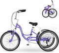 MOPHOTO Adult Folding Tricycle, 7-Speed 3 Wheel Bike for Adults, Seniors, Women & Men, 20/24/26 Inch Low Step-Through Trike with Large Rear Cargo Basket, Adjustable Seat, Space-Saving Cruiser Bicycle