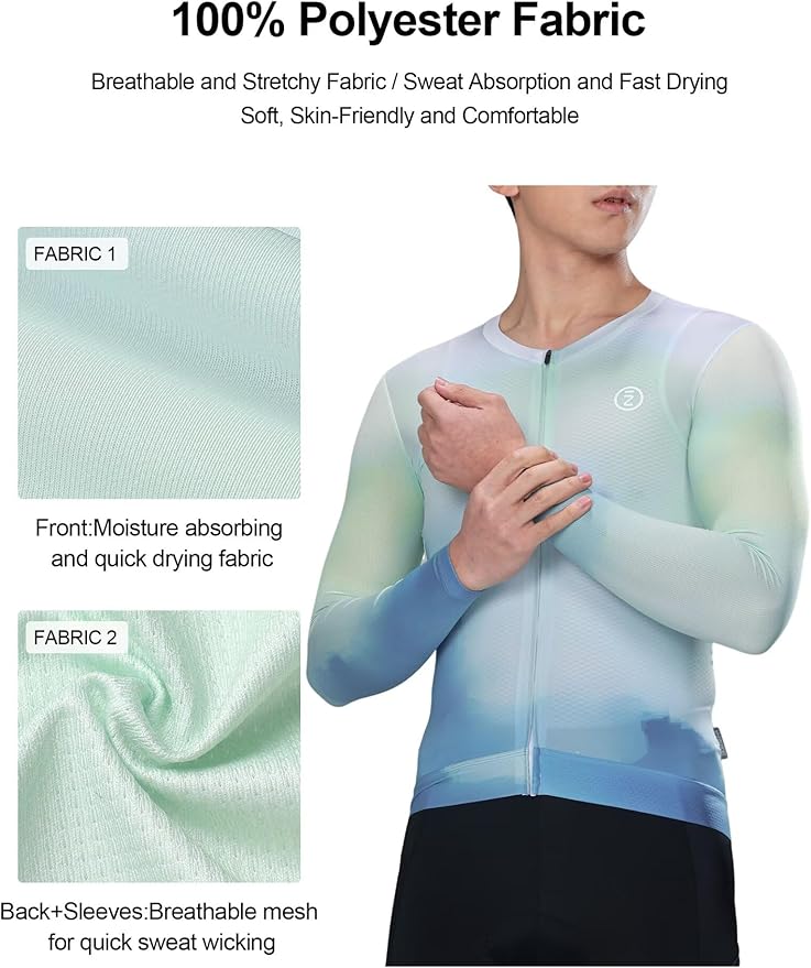INBIKE Men's Cycling Bike Jersey Long Sleeve,Moisture Wicking, Breathable, Quick Dry Road Bike Jerseys