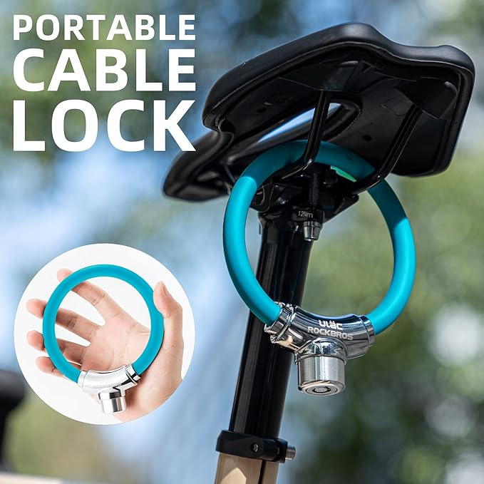 ROCKBROS Anti-Theft Bike Cable Lock, Blue, Portable, Versatile, Security