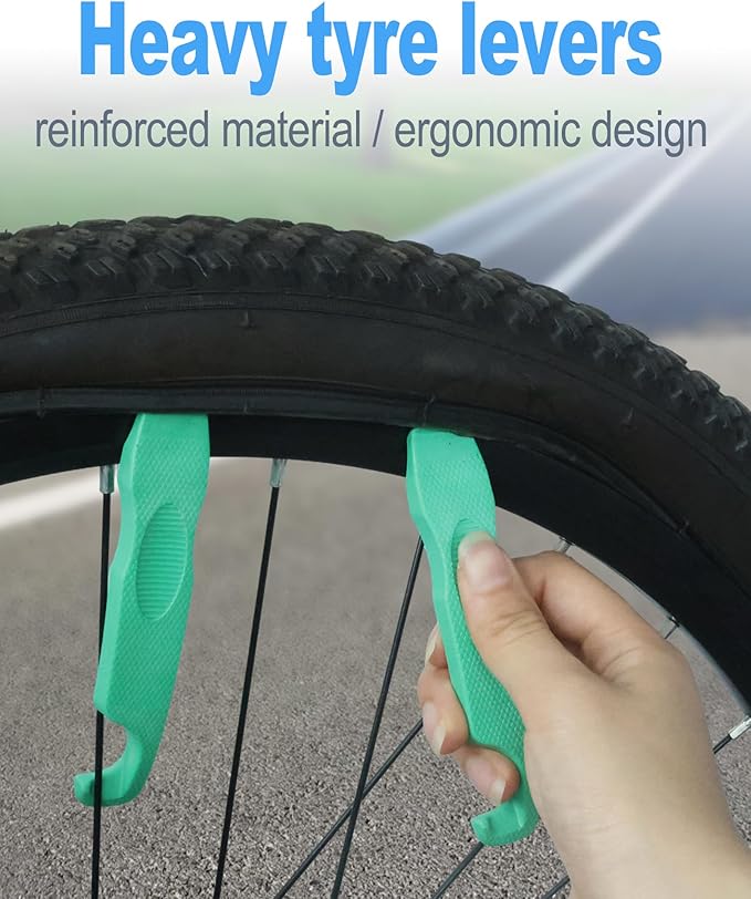 Bike Tire Repair Kit, Bicycle Tire Repair Kit with High Strength Bike Tire Levers, Bike Tire Patch and Tire Repair Glue.
