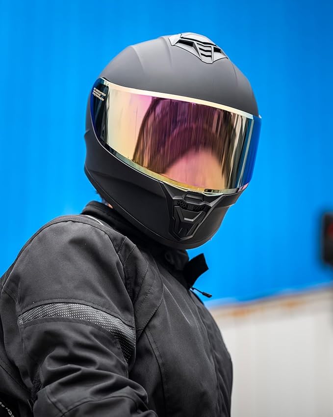 Motorcycle Helmets for Adult Men Women, Full Face Lightweight Street Bike Racing DOT Helmet with Extra Clear Visor Model AU-T801