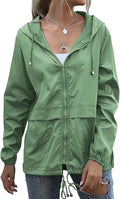 Women's Waterproof Raincoat Lightweight Rain Jacket Hooded Windbreaker with Pockets for Outdoor