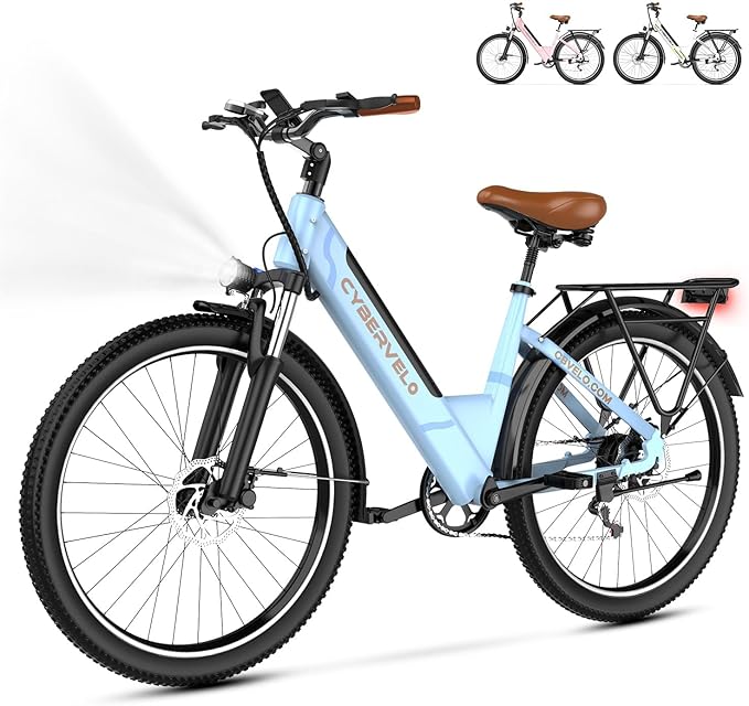 Aelith 26" Electric Bike for Adults – Powerful 1000W Motor, 48V Removable Battery, 7-Speed, Front Suspension & LCD Display – Commuter and Mountain EBike for Women
