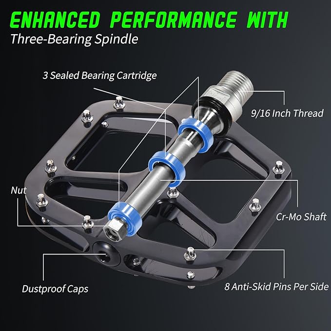 Universal Aluminum Bike Pedals for BMX/MTB, Wide Platform