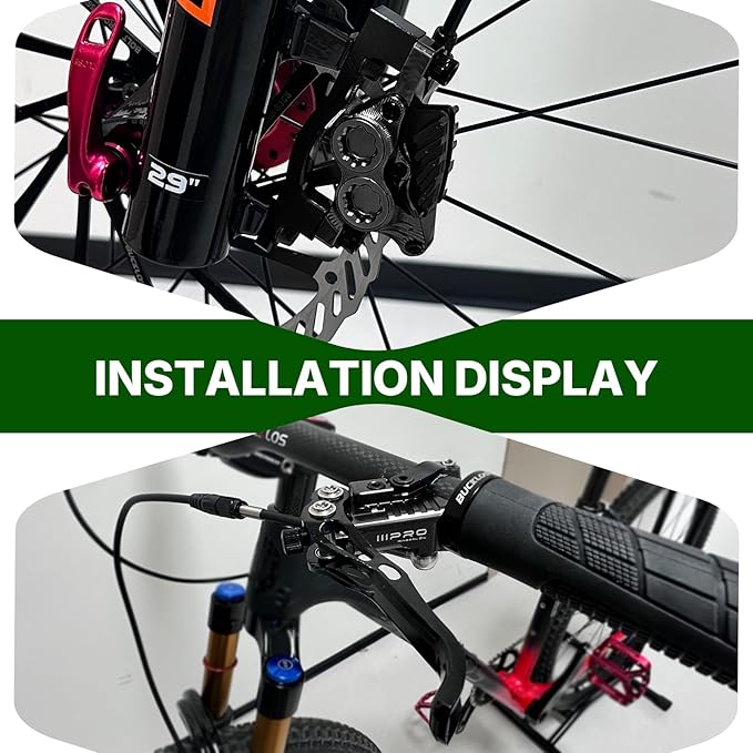 IIIPRO PEERAGE4 4-Piston MTB Hydraulic Disc Brake Set, Left Front 850mm Right Rear 1550mm Aluminum Alloy Lever Caliper for MTB/Trail/Fat Bike/XC AM DH