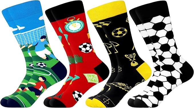 WeciBor Men's Dress Funny Crazy Colorful Novelty Combed Cotton Crew Socks 12 Pack - Size 7-10/10-13/13-15