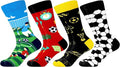 WeciBor Men's Dress Funny Crazy Colorful Novelty Combed Cotton Crew Socks 12 Pack - Size 7-10/10-13/13-15