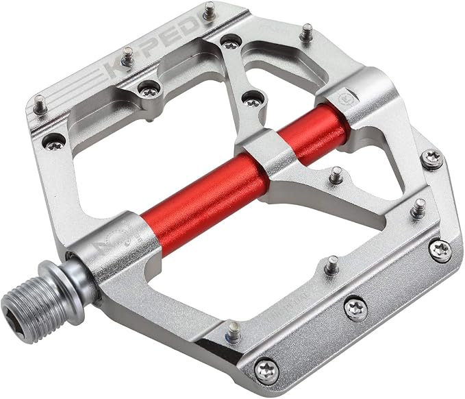 Aluminum Alloy 9/16" Bike Pedal MTB Wide Platform Flat Non-Slip Bicycle Pedals with 3 Bearings for Mountain Bikes, Road, BMX