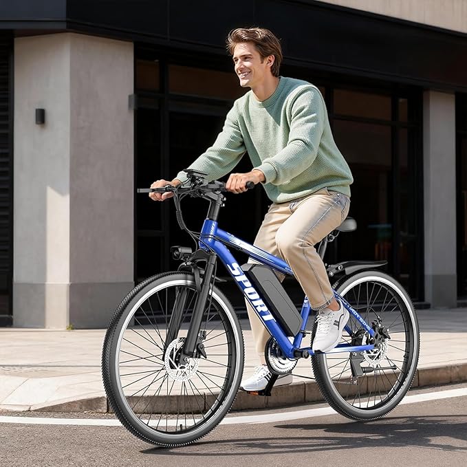 ASKGO Electric Bike for Adults, 1500W Peak Motor, 25Mph, 65Miles, 48V 10AH Removable Battery, 26“ Mountain Ebike with 7-Speed Gear for Beach Snow Commuter