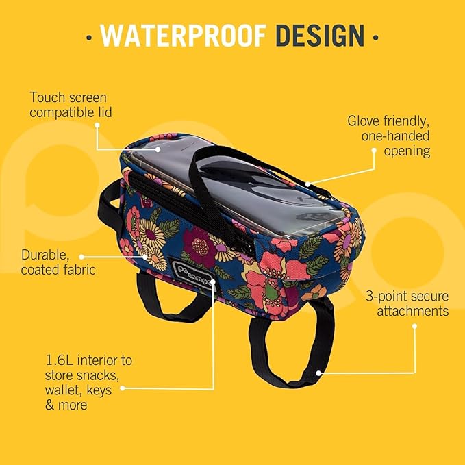 Po Campo Bike Phone Bag – Tussey Phone Holder for Bicycles – Top Tube Bag for Cycling - Waterproof Fabric Colorful Bike Pouch Storage for Women and Men (Waves)