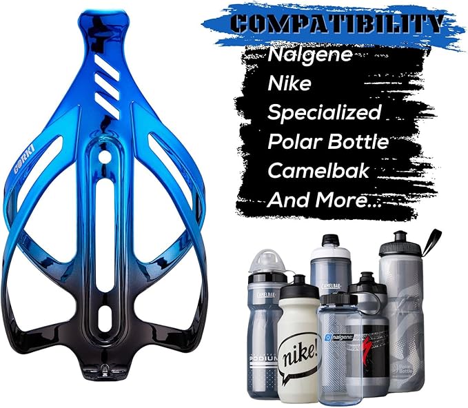 Corki Cycles Bike Water Bottle Holder Aluminum Alloy, Universal Bike Water Bottle Cage for Road, Mountain and Gravel Bikes -2 Pack - Black&Blue