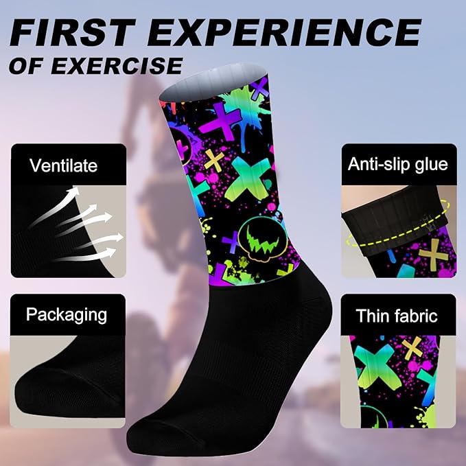 Cycling Socks Athletic Crew Socks Breathable Cushioned Compression Running Hiking Socks For Mens Womens