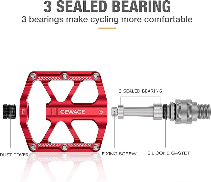 Bike Bicycle Pedals - 9/16” Quick Release Pedals Aluminum Flat Pedals - 3 Bearings Bicycle Pedals with Reflectors for Mountain Road BMX MTB Folding Bike