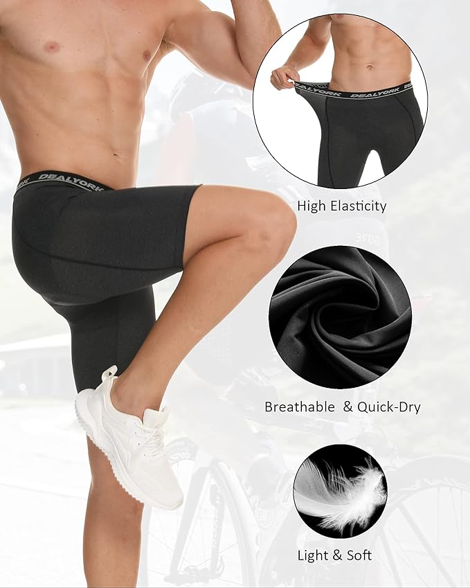 Padded Cycling Shorts Men's Cycling Underwear with 3D Padding Biking Bicycle Shorts Shock Absorb Comfortable Lightweight