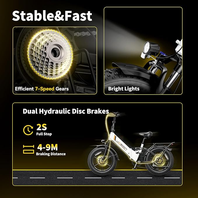 Jasion X-Hunter ST/PRO Foldable Electric Bike for Adults with 20'' Fat Tire,Up to 71-80 Miles Range Ebike,1800W/1400W Peak Motor,30+MPH E Bike,Full Suspension&Dual Hydraulic Disc Brakes Bicycles