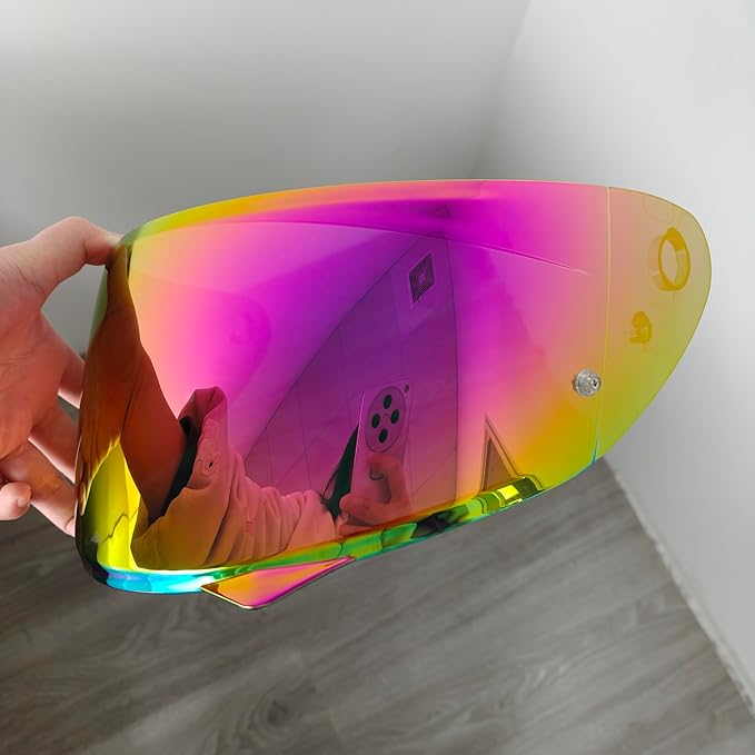 HJ-34P Helmet Visor Replacement for HJC C10.Motorcycle Helmet Shield UV Protection Compatible with HJC C10 (Revo Pink Gold)