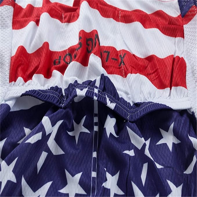 JPOJPO USA Cycling Jersey Men Short Sleeve Bike Shirts Biking Jersey Summer American Bicycle Tops with 3 Pockets Reflective