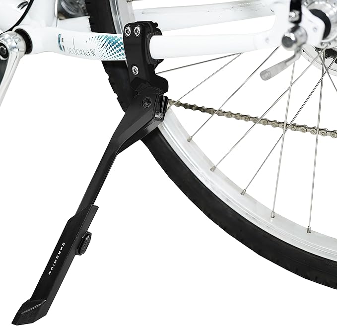 BV Rear Bike Stand for 24"-28" Bikes - Adjustable Bike Kickstand for Adult Bike with 8 Height Levels, Non-Slip Foot & Clamp Grip - Weather-Resistant Aluminum Alloy Bicycle Stand for Road, Mountain BMX