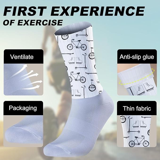 Cycling Socks Athletic Crew Socks Breathable Cushioned Compression Running Hiking Socks For Mens Womens